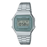 Casio Men's Watch Vintage Collection Digital, Blue Dial With Silver Stainless Steel Strap, A168WA-3AYDF